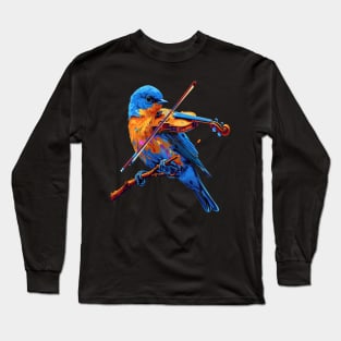 Eastern Bluebird Playing Violin Long Sleeve T-Shirt